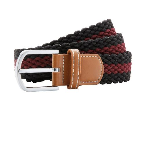 Asquith & Fox Two-Colour Stripe Braid Stretch Belt Black/Burgundy